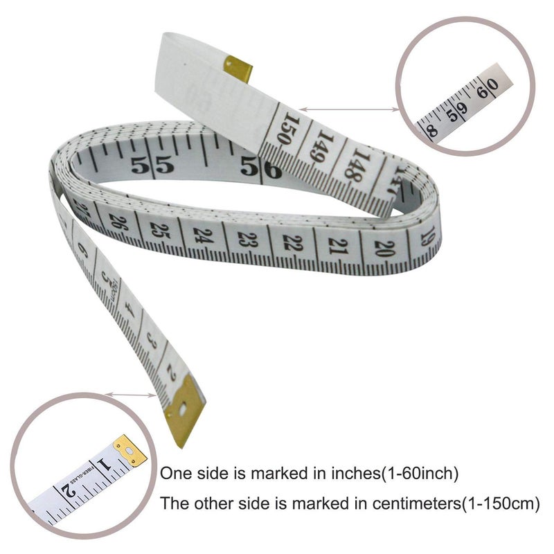 Twisha Soft Tape Measure Double Scale Body Sewing Flexible Ruler for Weight Loss Medical Body Measurement Sewing Tailor Craft Vinyl Ruler, Has Centimetre Scale on Reverse Side 60-inch (White) - Image 2